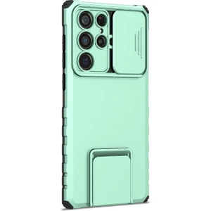 Galaxy S22 Ultra 5G İçin Kamera Korumalı Telefon Kılıfı - Yeşil (Yurt Dışından)