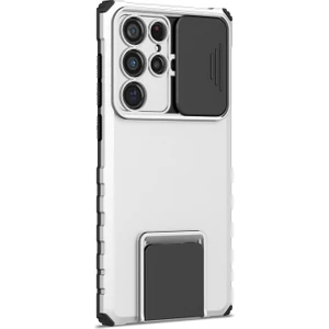 Galaxy S22 Ultra 5G İçin Kamera Korumalı Telefon Kılıfı - Beyaz (Yurt Dışından)