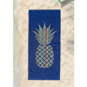 Cotton Therapy Ananas Mavi 72 x 150 cm Plaj Deniz Havuz Havlusu  Pamuklu Jakarlı Iplik Boyalı