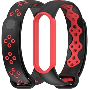 Xiaomi Mi Için Silikon Saat Kayışı - Siyah / Kırmızı (Yurt Dışından)