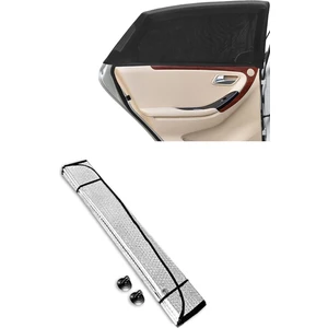 Ön Cam Balonlu Kalın Güneşlik 130 x 60 cm  2 Adet Arka Yan Cam Güneşlik Perde Sineklik Set