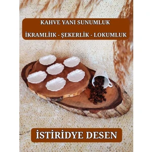 E.m.s 6 Adet Sedef Beyaz Renk Isti̇ri̇dye Desen Kahve Yani Sunumluk Kahve Sunumluk