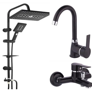 Siyah Banyo Seti - Duş Robotu, Banyo Bataryası, Lavabo Bataryası