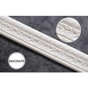 Renkli Duvarlar Beyaz Motifli 8CM-110CM Yapışkanlı Çıta Çerçeve Süpürgelik