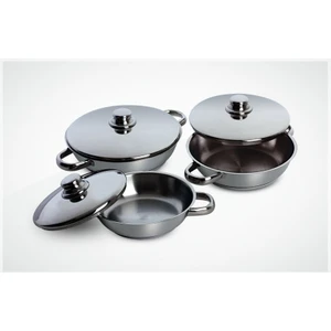 6 Parça Çelik Kapaklı Omlet Set 16-18-20 cm
