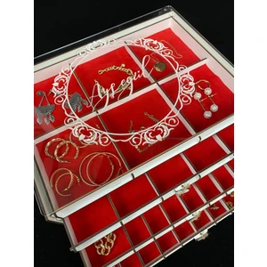 Yaman Hediyelik Kişiye Özel Cam Şeffaf Kapaklı Mücevher Takı Kutusu, Düzenleyici Organizer Takı Saklama Kutusu