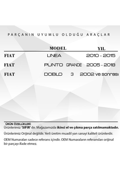 Fiat Linea,punto Grande,doblo 3 Için Orta Sol Kalorifer Difüzörü fiyatları