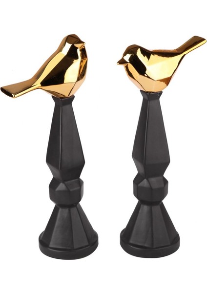 Porselen Black Standlı 2 Li Kuş