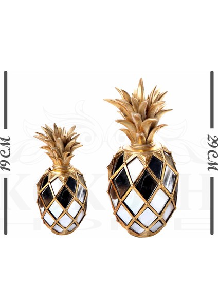 Polyester 2 ' Li Aynalı Dekoratif Ananas Gold