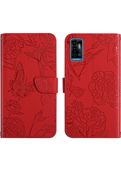 Zte Blade A71 Için Desenli Kapaklı Telefon Kılıfı - Kırmızı (Yurt Dışından)