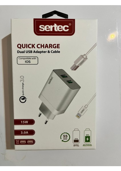 Hızlı Duvar Şarjı iPhone Uyumlu Quıck 3.0 A Charge Dual USB