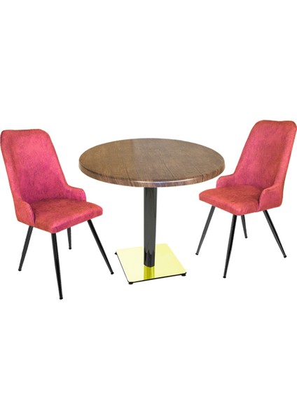 Karanfil Gold Werzalit Yuvarlak - Çırağan Gold Masa Takımı (Q90) - Çingene Pembe