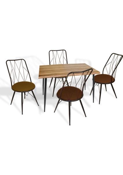 Manolya Werzalit-Royal Mutfak Masa Takımı 70X120 - - Indiana Wood Kahve