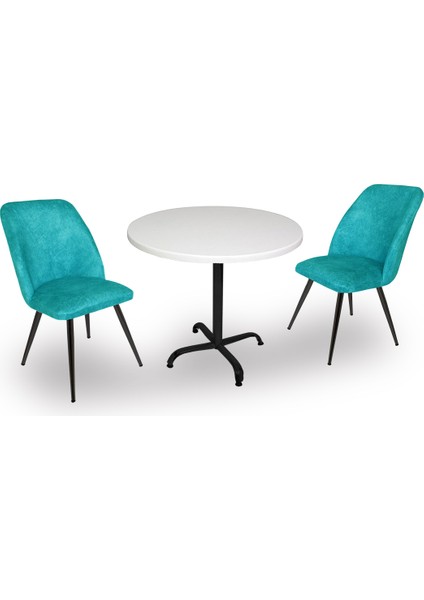 Indigo Werzalit Yuvarlak - Nilüfer 2li Masa Takımı (70 cm Çap) - Turkuaz