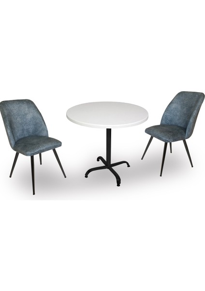 Indigo Werzalit Yuvarlak - Nilüfer Fiskos Seti (90 cm Çap) - Mavi