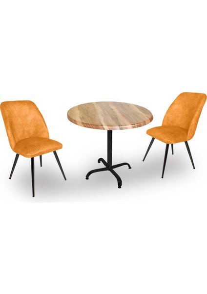 Indigo Werzalit Yuvarlak - Nilüfer Fiskos Seti (90 cm Çap) - Indiana Wood Sarı