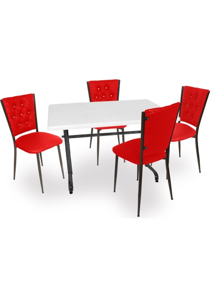 Valerya Werzalit - Kapitoneli Masa Takımı (70X120) - Kırmızı