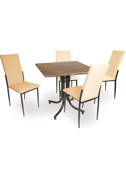 Buket Werzalit Kare Esb-Gözde Mutfak Masa Takımı - Antik Dark Kapiçino