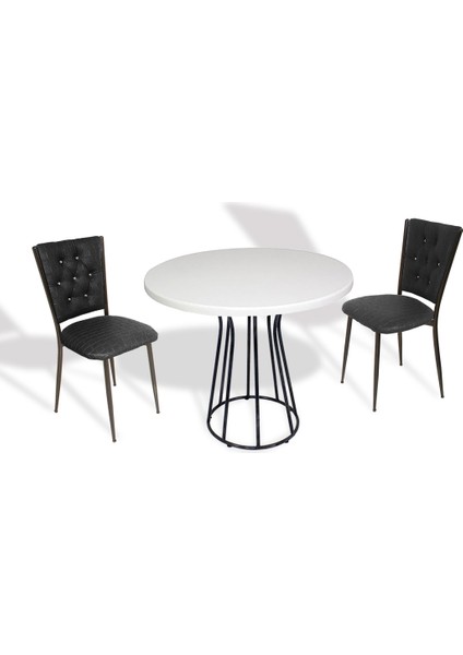 Palermo Werzalit - Kapitoneli 2 Li Masa Takımı Q80 - Siyah Beyaz