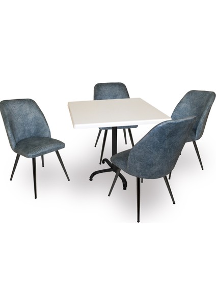 Indigo Werzalit Kare - Nilüfer Masa Takımı (80X80) - Mavi