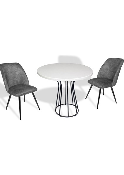 Palermo Werzalit - Nilüfer 2 Li Masa Takımı Q80 - Beyaz Füme