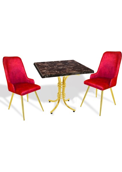 Buket Werzalit Kare - Çırağan Gold Fiskos Seti - Brownie Mermer Bordo