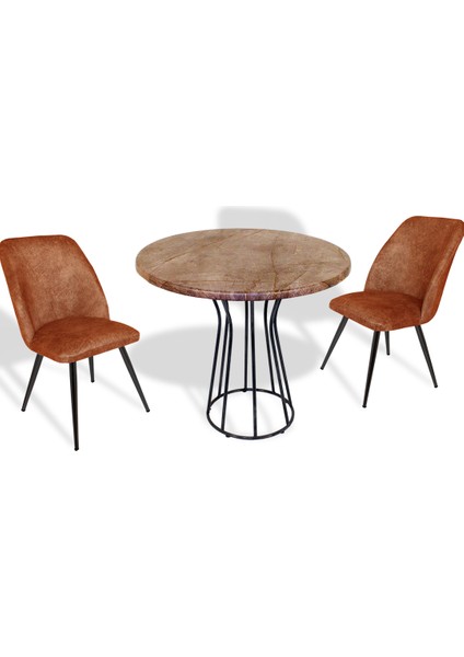 Palermo Werzalit - Nilüfer 2 Li Masa Takımı Q80 - Dia2 Kahve
