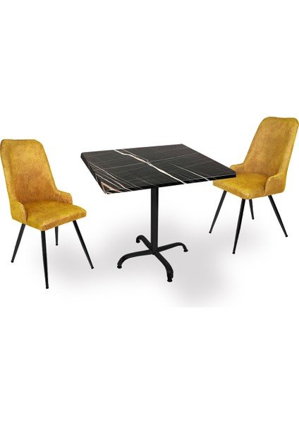 Indigo Werzalit Kare - Çırağan Fiskos Seti (60X60) - Royal Mermer Sarı
