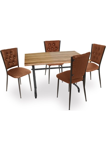 Valerya Werzalit - Kapitoneli Masa Takımı (80X140) - Indiana Wood Kahve