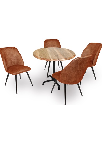 Indigo Werzalit Yuvarlak - Nilüfer Masa Takımı (90 cm Çap) - Indiana Wood Kahve