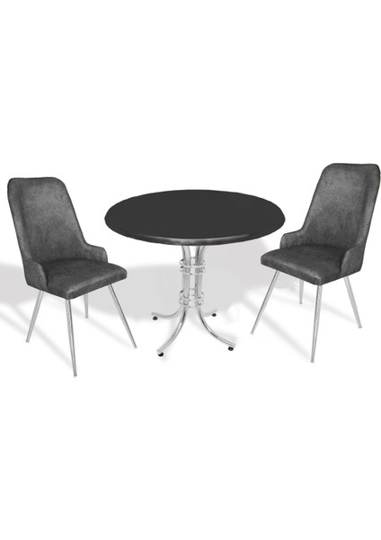 Buket Werzalit Yuvarlak - Çırağan 2li Mutfak Masa Takımı - Füme