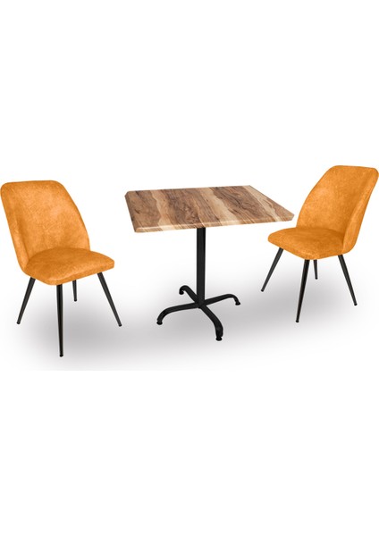 Indigo Werzalit Kare - Nilüfer 2li Masa Takımı (70X70) - Indıana Wood Sarı