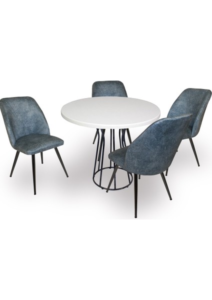 Palermo Werzalit - Nilüfer Mutfak Masa Takımı Q80 - Beyaz Mavi