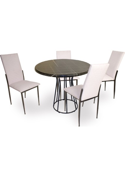 Palermo Werzalit - Gözde Mutfak Masa Takımı Q80 - Beyaz Siyah