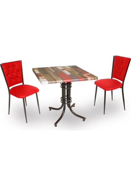 Buket Werzalit Kare Esb-Kapitoneli Fiskos Seti - Red Wood Kırmızı