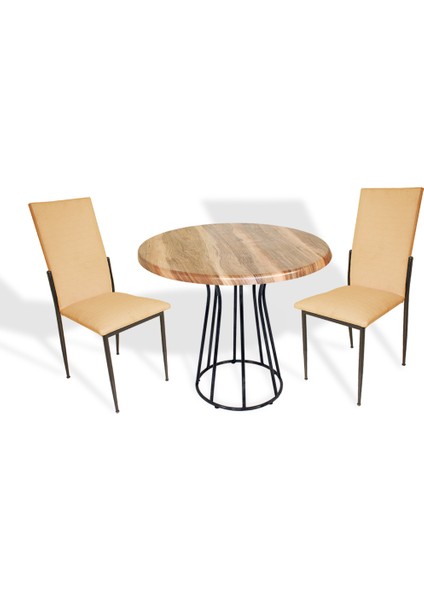 Palermo Werzalit - Gözde 2 Li Masa Takımı Q80 - Indiana Wood Kapiçino