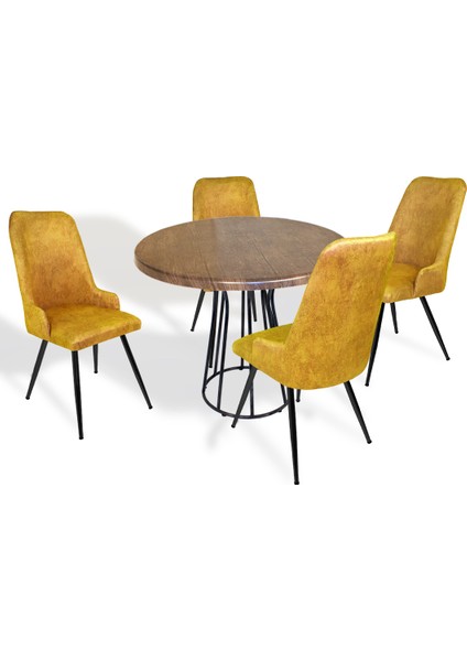 Palermo Werzalit - Çırağan Mutfak Masa Takımı Q80 - Antik Dark Sarı