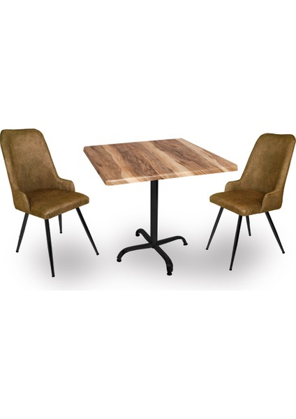 Indigo Werzalit Kare - Çırağan 2li Masa Takımı (60X60) - Indiana Wood Kahve