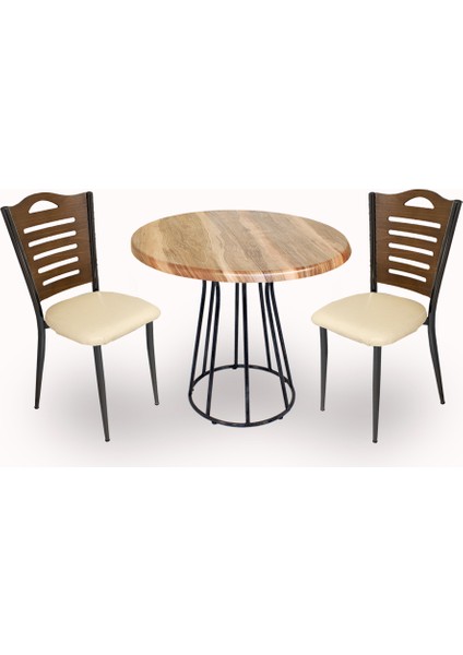 Palermo Werzalit - Merdiven Tip 2 Li Masa Takımı Q80 - Indiana Wood Krem