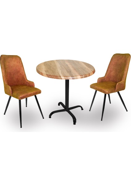 Indigo Werzalit Yuvarlak - Çırağan 2li Masa Takımı (90 cm Çap) - Indiana Wood Kiremit