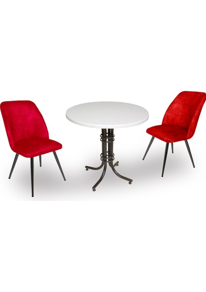 Buket Werzalit Yuvarlak Esb - Nilüfer 2li Mutfak Masa Takımı - Bordo