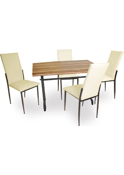 Valerya Werzalit - Gözde Masa Takımı (80X120) - Indiana Wood Krem