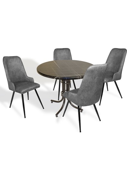 Buket Werzalit Yuvarlak Esb-Çırağan Mutfak Masa Takımı - Royal Mermer Füme