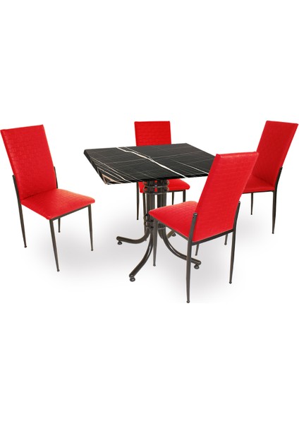 Buket Werzalit Kare Esb-Gözde Mutfak Masa Takımı - Royal Mermer Kırmızı