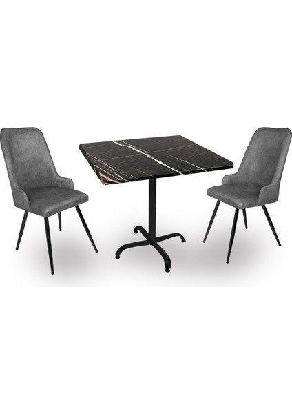 Indigo Werzalit Kare - Çırağan 2li Masa Takımı (70X70) - Royal Mermer Füme