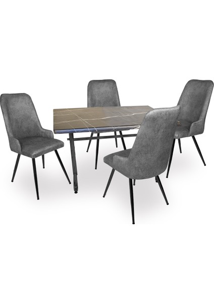 Valerya Werzalit - Çırağan Masa Takımı - Royal Mermer Füme