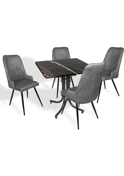 Buket Werzalit Kare Esb -Çırağan Mutfak Masa Takımı - Royal Mermer Füme