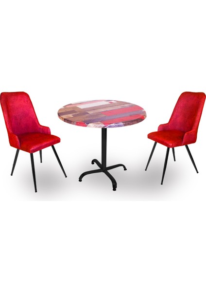 Indigo Werzalit Yuvarlak - Çırağan Fiskos Seti (90 cm Çap) - Red Wood Bordo