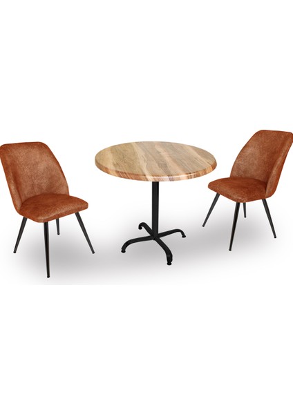 Indigo Werzalit Yuvarlak - Nilüfer Fiskos Seti (90 cm Çap) - Indiana Wood Kahve