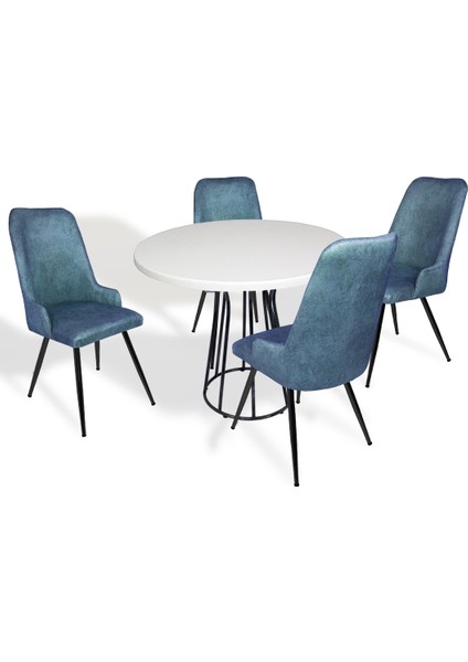 Palermo Werzalit - Çırağan Mutfak Masa Takımı Q80 - Beyaz Mavi